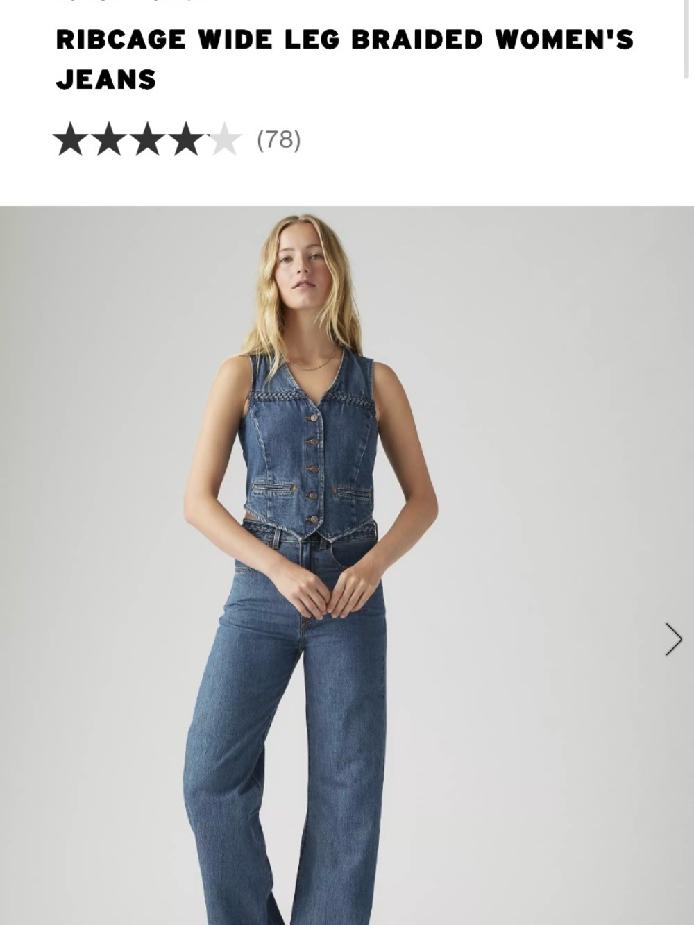 Levi's Ribcage Blue Denim Wide-Leg Jeans